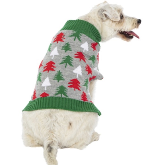 Small dog holiday pet sweater Christmas trees ugly Christmas sweater for dog cat - Picture 1 of 16